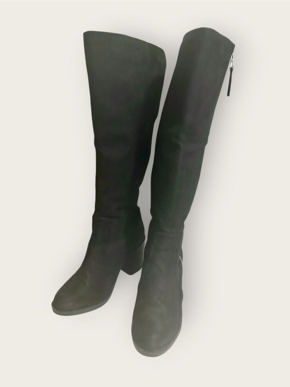 SO Okapi Womens Knee High Boots Suede Zip Up Textile Man Made Black Size 9MRC
